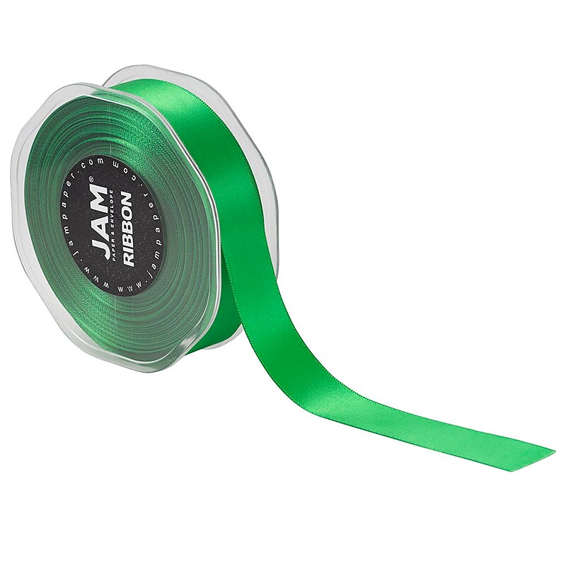 JAM Paper Double Faced Satin Ribbon, Emerald Green (807SAEMGR25) image 1