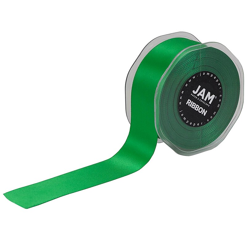 JAM Paper Double Faced Satin Ribbon, Emerald Green (808SAEMGR25) image 1
