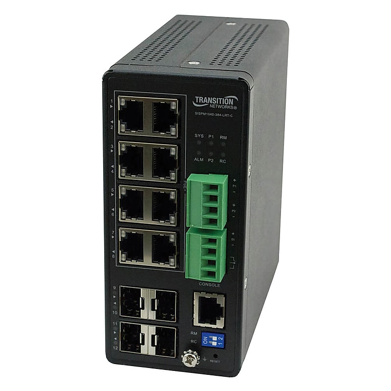 Transition Networks 8-Port Gigabit Ethernet Managed Switch, 10/100/1000 Mbps, Black (SISPM1040-384-LRT-C) image 1