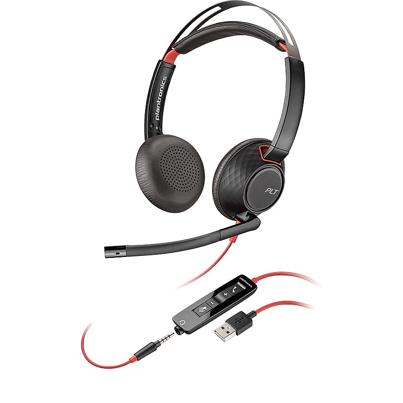 Poly Blackwire 5220 USB-A Wired Noise Canceling Stereo On Ear Computer Headset, Black (207576-01) image 1