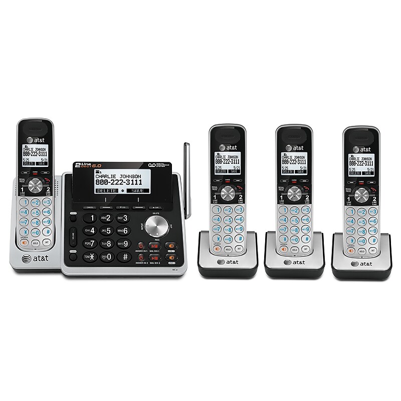 AT&T TL88002 Bundle Cordless Telephone, Silver (80-1260-00) image 1