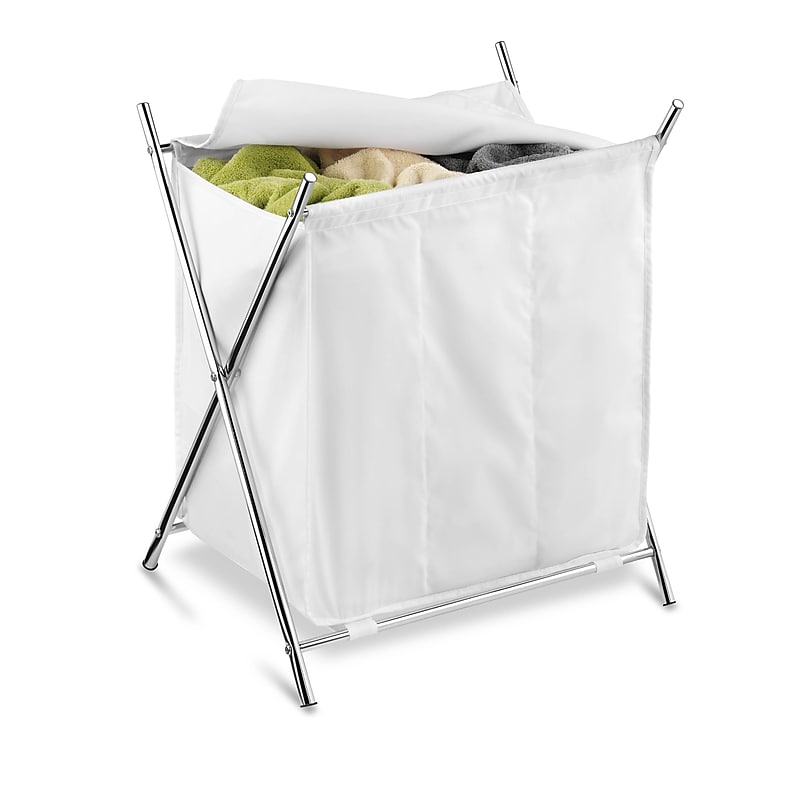 Honey-Can-Do Collapsible Hamper with Lid, Fabric, White (HMP-09070) image 1