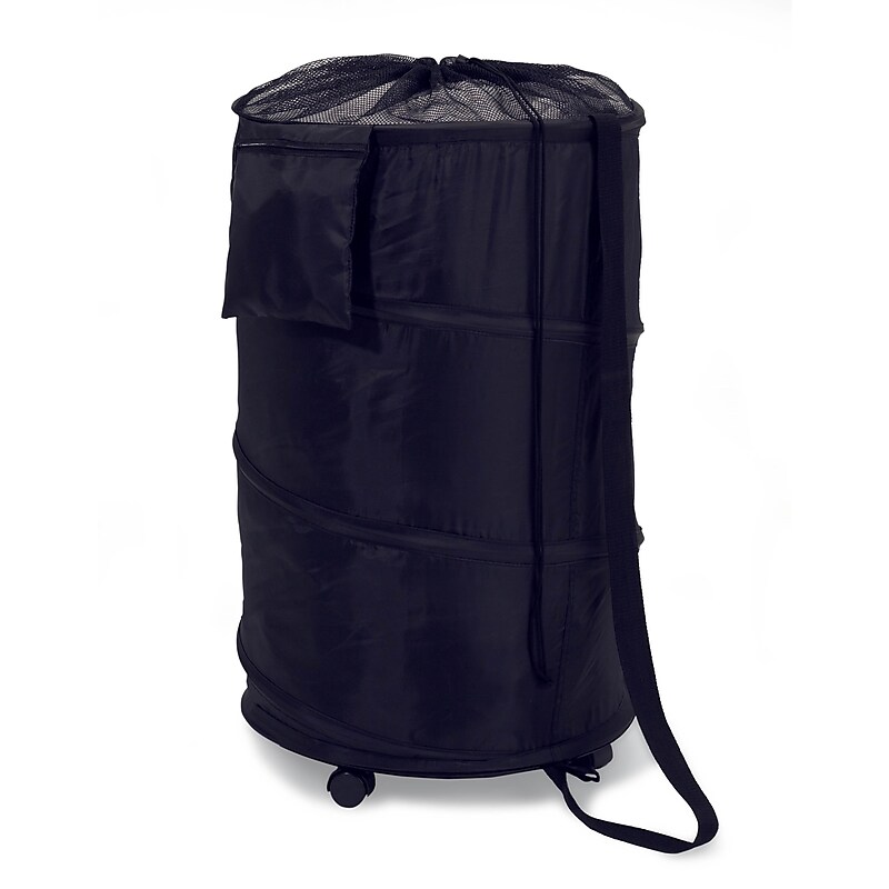 Honey-Can-Do Collapsible Rolling Hamper, Polyester, Black (HMP-01454) image 1