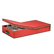 Honey-Can-Do Ornament Storage Box with Dividers, Red/Green (SFT-01597)