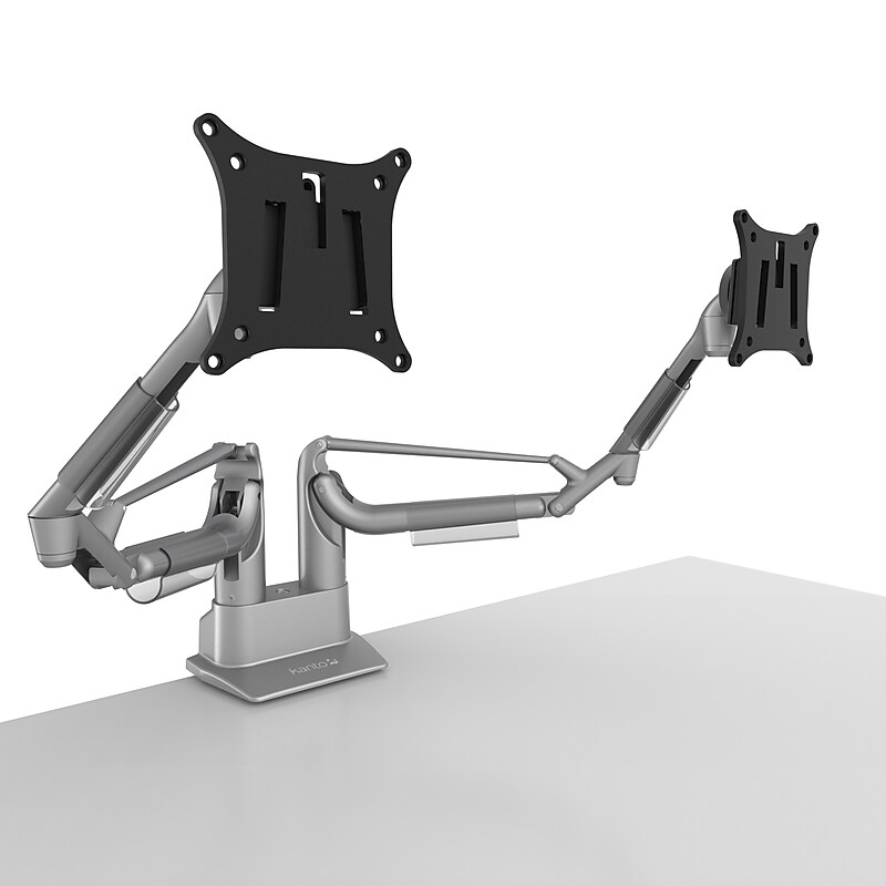 Kanto DMS2000S Adjustable Gas Shock Arm Dual-Monitor Desktop Mount for up to 32" Displays, Silver image 1