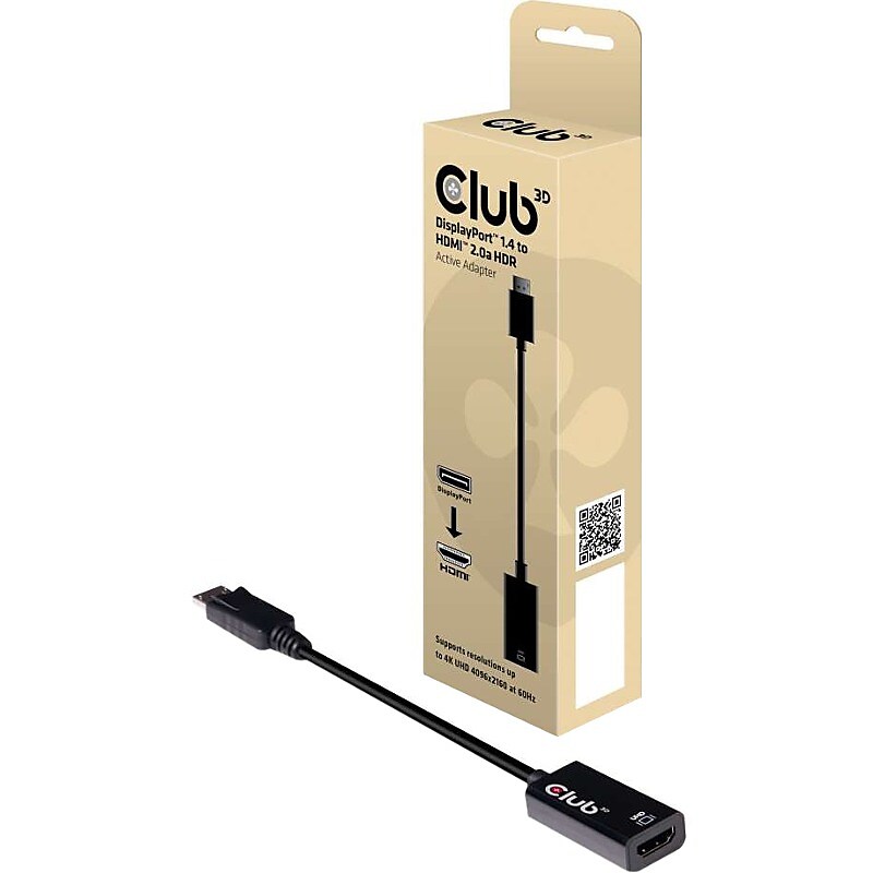 Club 3D CAC-1080 0.63' DisplayPort/HDMI Audio/Video Cable, Black image 1