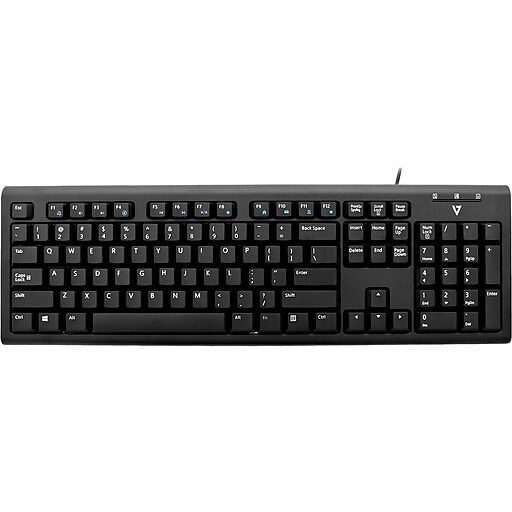V7 Wired Keyboard, Black (KU200US) at Staples