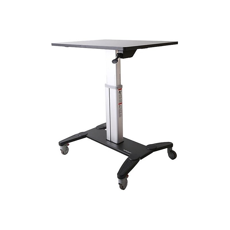 StarTech.com Mobile Sit Stand Workstation with 31.5" Work Surface, Height Adjustable Mobile Standing Desk, Portable image 1