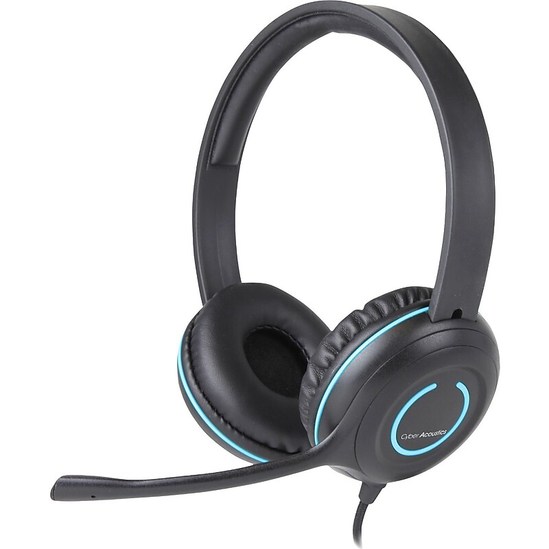 Cyber Acoustics AC Stereo Headset, Over-the-Head, Blue/Black (AC-5002) image 1