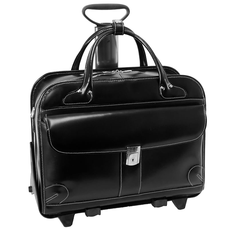 McKlein Lakewood, Checkpoint-Friendly Detachable Wheeled Laptop Briefcase, Top Grain Cowhide Leather, Black (96615) image 1
