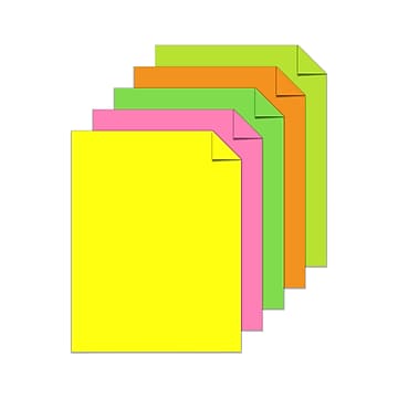 Astrobrights Color Paper, 8.5" x 11", 24 lb./89 gsm, "Neon" 5-Color Assortment, 500 Sheets/Pack (20270)