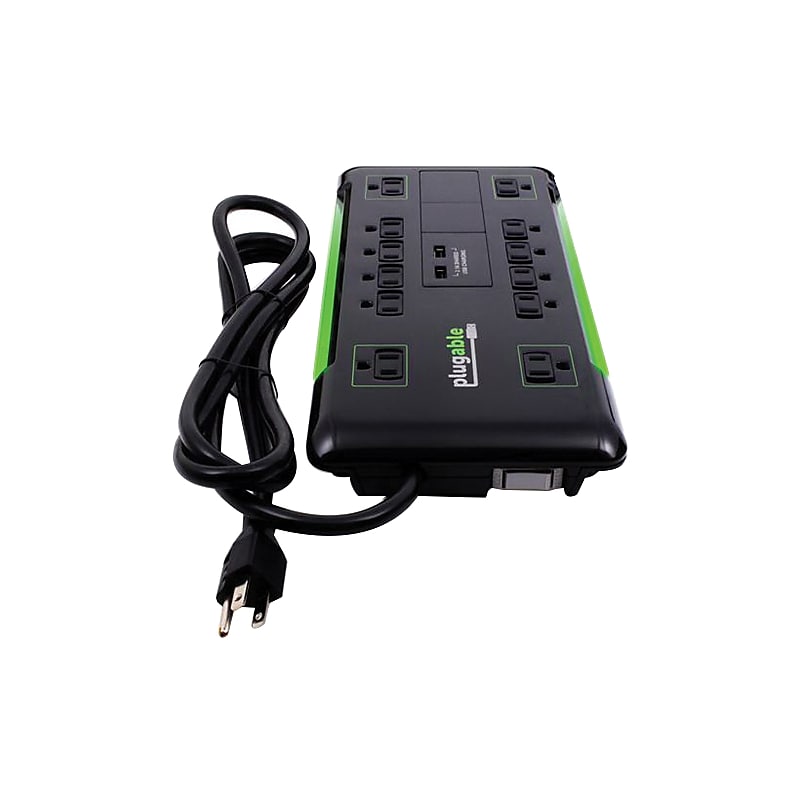 Plugable 25' 12-Outlet Power Strip with 2-Port USB Charger, Black (PS12-USB25) image 1