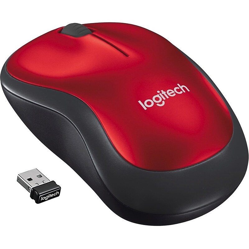 Logitech M185 Wireless Ambidextrous Optical Mouse, Red (910-003635) image 1