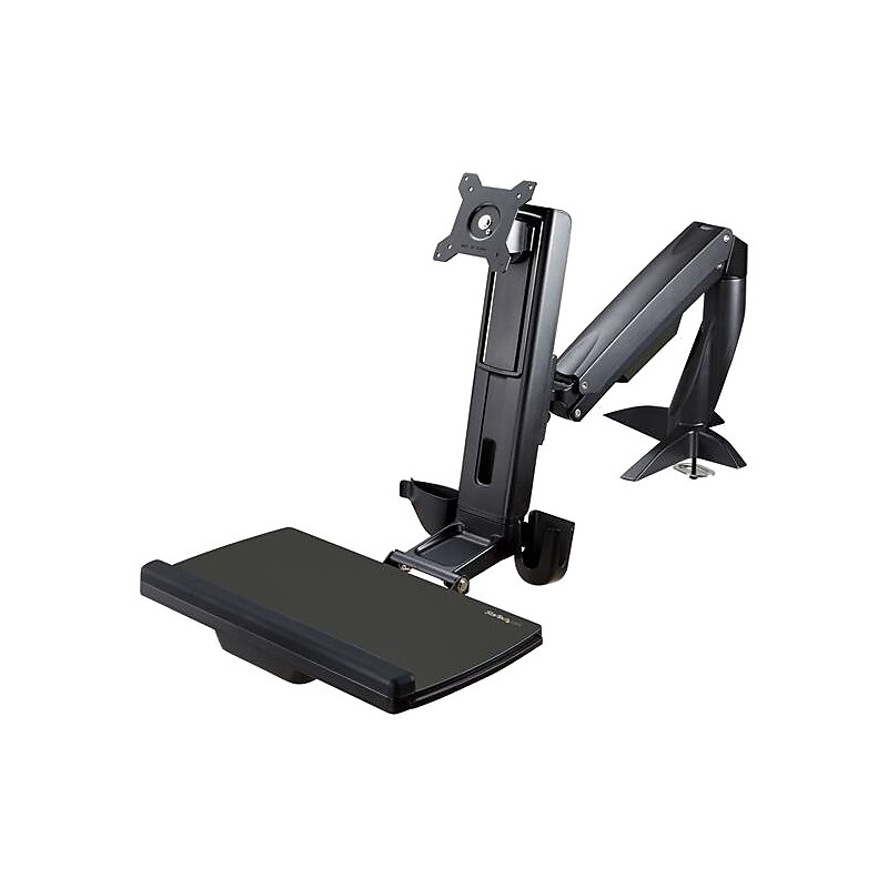 StarTech Sit Stand Monitor Arm,  Desk Mount, VESA Adjustable Mounting Kit, Up to 24", Black (ARMSTSCP1) image 1
