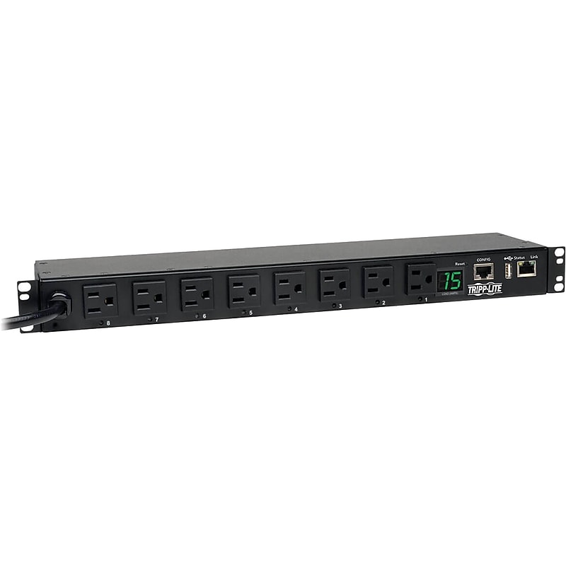 Tripp Lite PDU Switched 120V 1.4kW 15A 8 5-15R 5-15P LX Interface 1URM TAA image 1