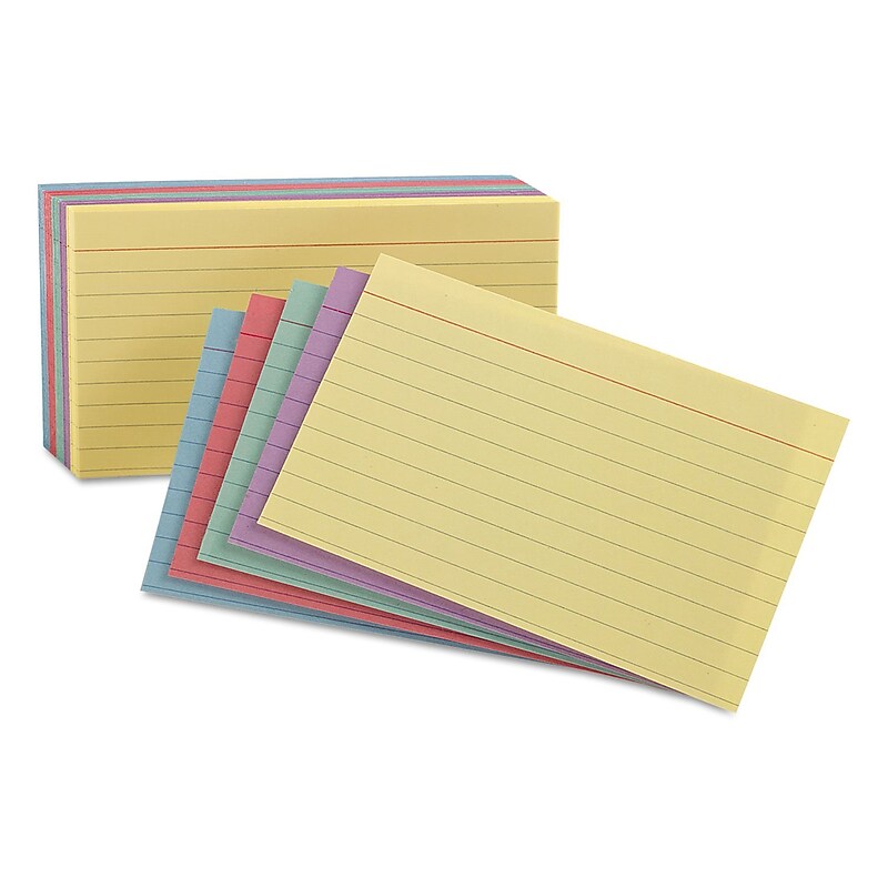 Oxford Oxford Lined Index Cards, 4" x 6", Assorted Colors, 100 Cards/Pack (34610) image 1