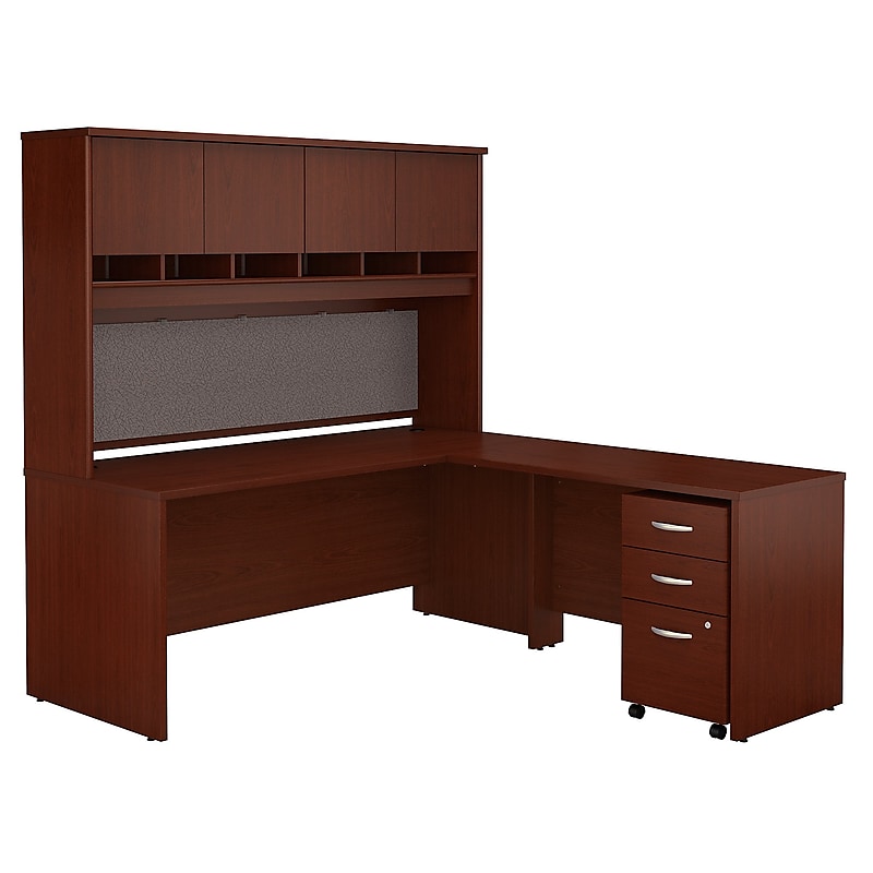 Bush Business Furniture Westfield 72W L Shaped Desk with Hutch and Mobile File Cabinet, Mahogany (SRC0018MASU) image 1