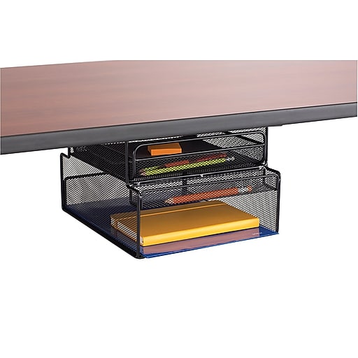 UltiMesh 3 Vertical Compartment Under-Desk Hanging Organizer