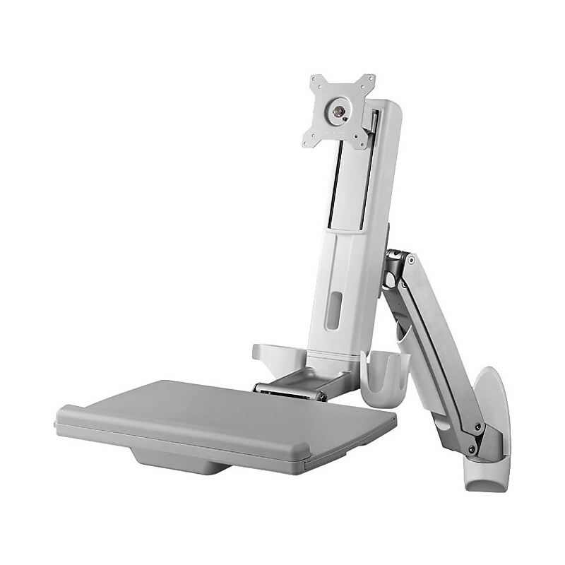 StarTech Wall Mounted Sit Stand Desk, Height Adjustable Monitor Mounting Kit, Up to 24", Black (WALLSTS1) image 1