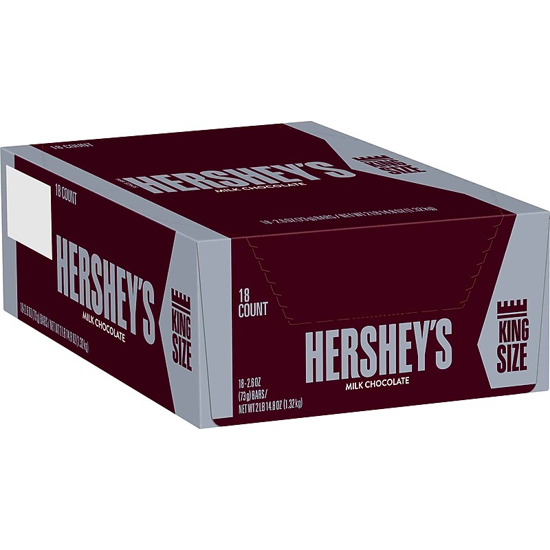 Hershey's King Size Milk Chocolate Candy Bar, 2.6 oz., 18/Box (HEC22000) image 1