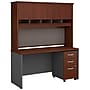 Bush Business Furniture Westfield 60"W Office Desk with Hutch and Mobile File Cabinet, Hansen Cherry (SRC014HCSU)~#|#~m007025442_sc7