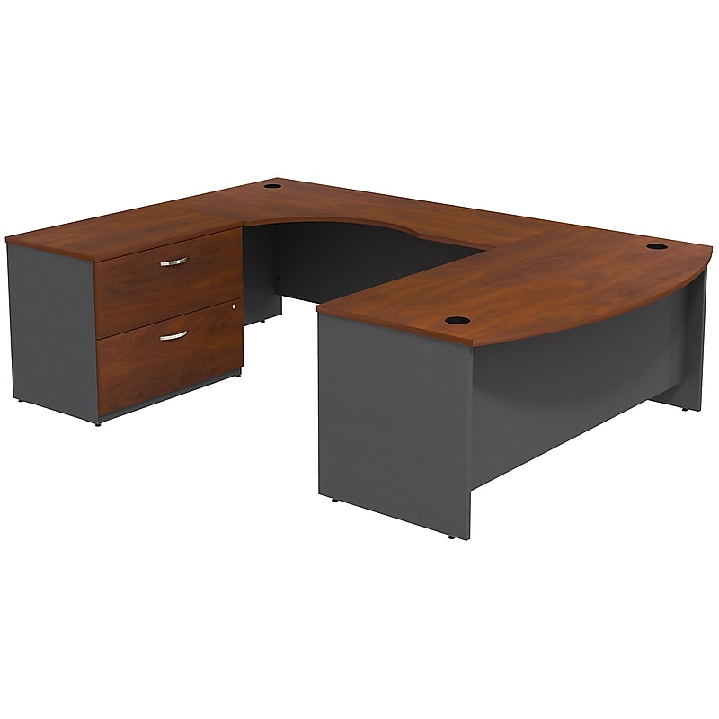 Bush Business Furniture Westfield Bow Front Left Handed U Shaped Desk with Lateral File Cabinet, Hansen Cherry (SRC019HCLSU) image 1