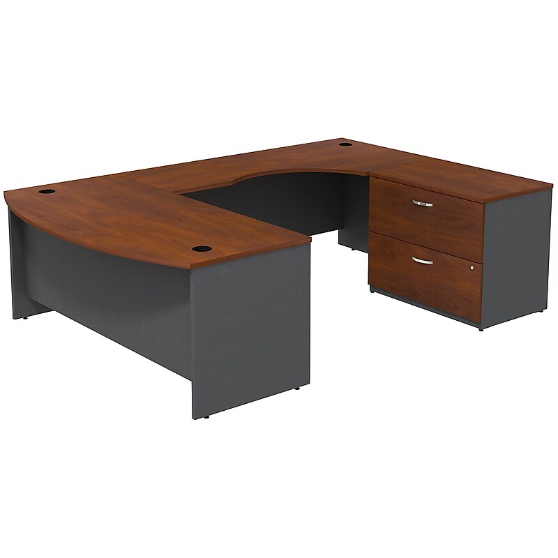 Bush Business Furniture Westfield Bow Front Right Handed U Shaped Desk with Lateral File Cabinet, Hansen Cherry (SRC019HCRSU) image 1