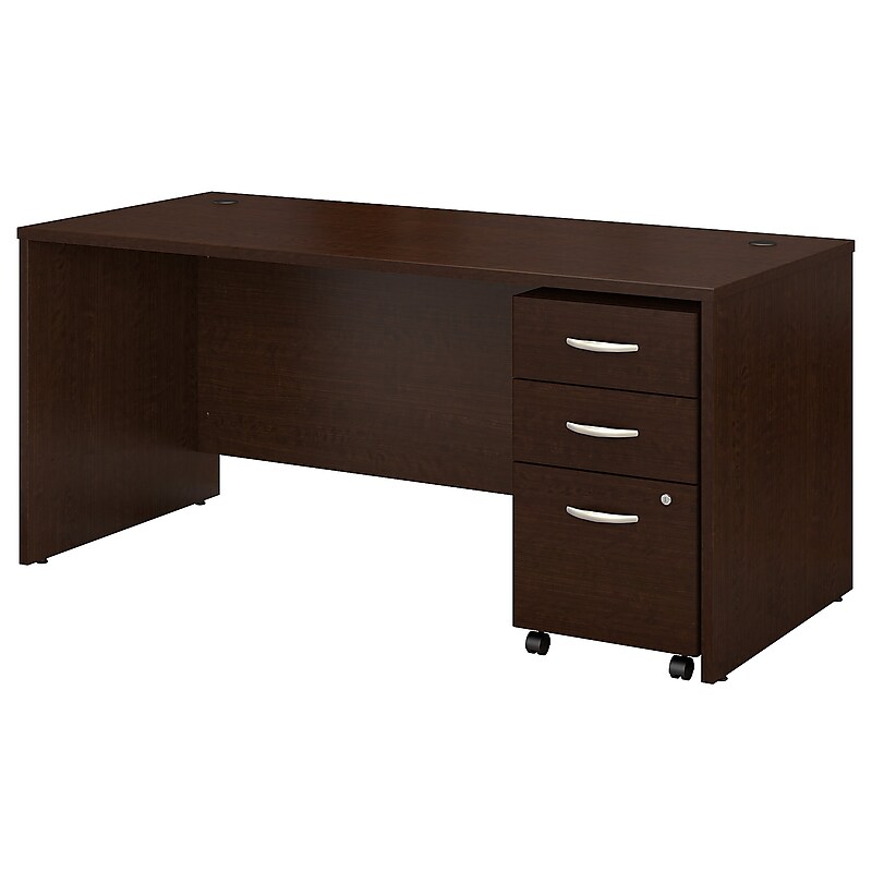 Bush Business Furniture Westfield 66W x 30D Office Desk with Mobile File Cabinet, Mocha Cherry (SRC015MRSU) image 1