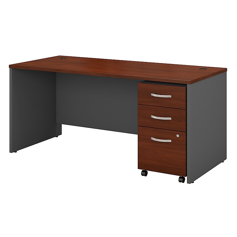 Bush Business Furniture Westfield 66W x 30D Office Desk with Mobile File Cabinet, Hansen Cherry (SRC015HCSU) image 1