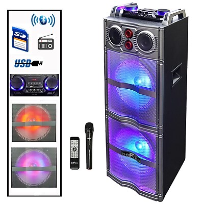 befree sound bluetooth rechargeable party speaker with illuminating woofer