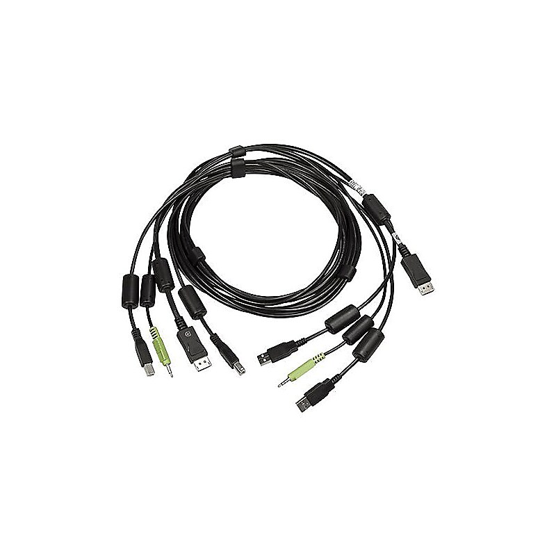 Avocent® CBL0104 6' DisplayPort/USB Type B/3.5 mm Mini-Phone To DisplayPort/USB Type A/3.5 mm Mini Phone Male/Male Cable image 1