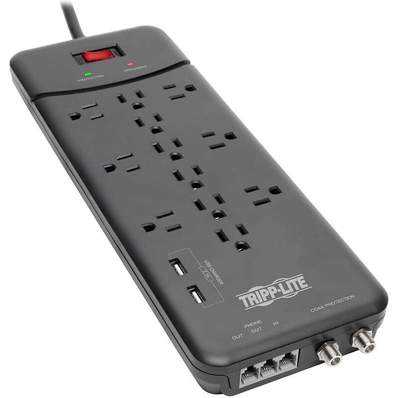 Tripp Lite Protect It! TLP128TTUSBB 12-Outlet Surge Suppressor/Protector image 1