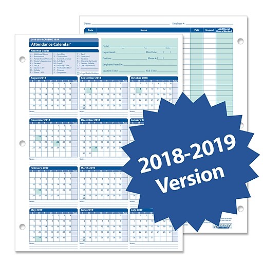 ComplyRight 20172018 Academic Attendance Calendar, Pack of 50 Staples