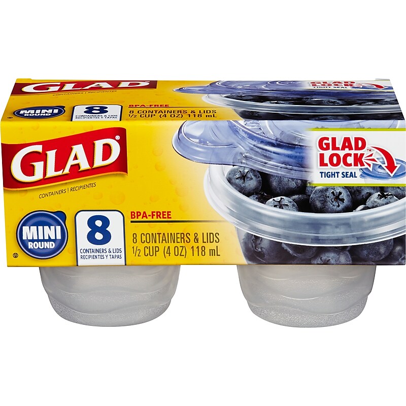 Glad® Mini Round Containers, 4 Oz., 8/Pack (70240) image 1