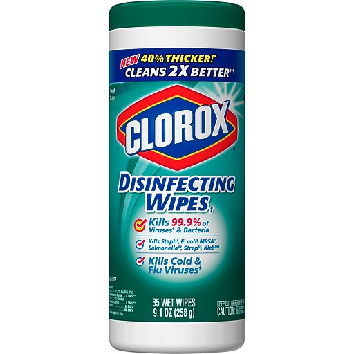 Clorox® Disinfecting Wipes, Fresh Scent, 35 Wipes/Canister, 12/Ct Staples