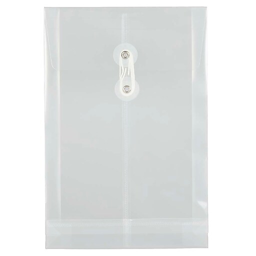 JAM Paper® Plastic Envelopes with Button and String Tie Closure, Open End,  4.25 x 6.25, Assorted Col