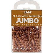 JAM Paper Jumbo Smooth Paper Clip, Rose Gold, 3/Pack (21832059B)