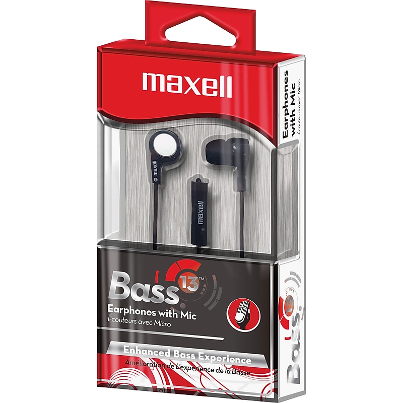 Maxell Wired Active Noise Canceling Earbuds, Black (MAX199621) image 1