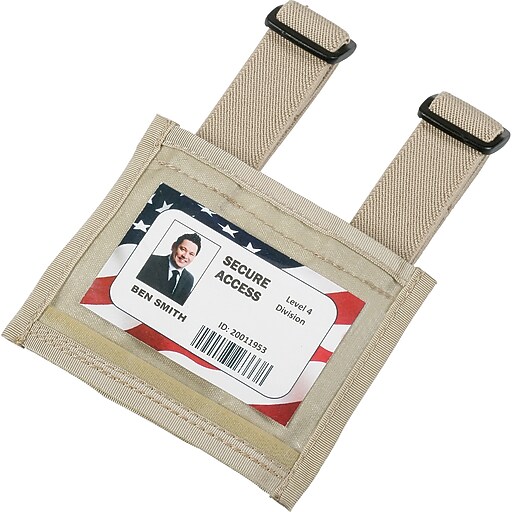 Skilcraft Armband ID Badge Holder, Elastic, Vinyl, 1 Each, Tan, Clear