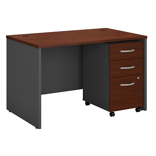 bush business furniture westfield 48w x 30d office desk w/ mobile file  cabinet, hansen cherry (src048hcsu)