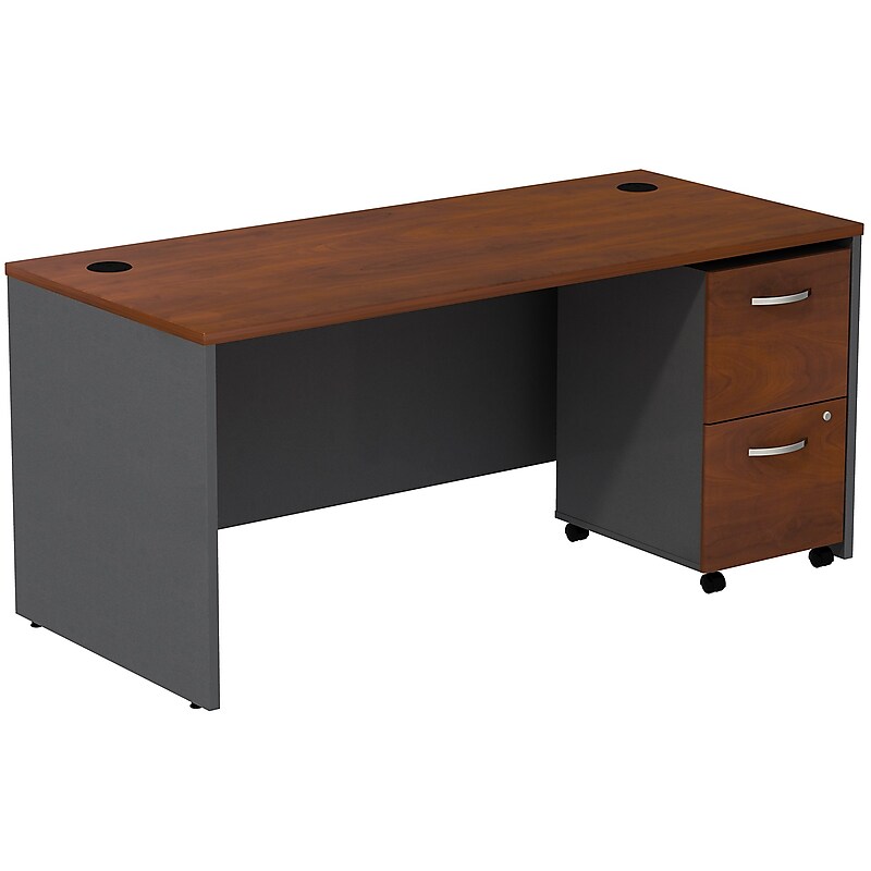 Bush Business Furniture Westfield Desk w/ 2 Drawer Mobile Pedestal, Hansen Cherry (SRC028HCSU) image 1
