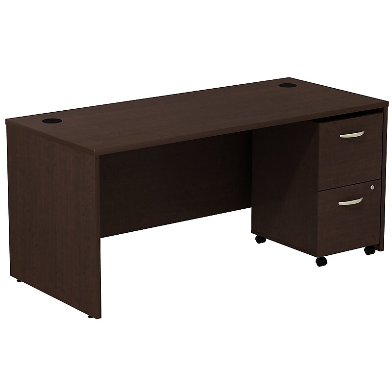 Bush Business Furniture Westfield Desk w/ 2 Drawer Mobile Pedestal, Mocha Cherry (SRC028MRSU) image 1