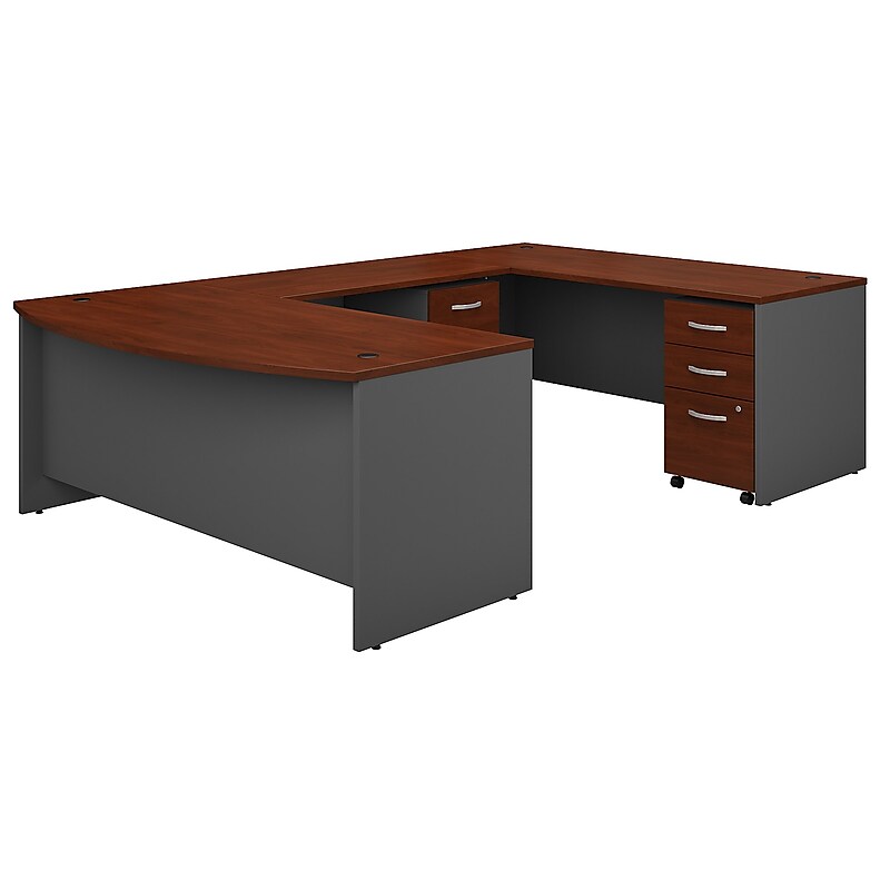 Bush Business Furniture Westfield 72W x 36D Bow Front U Shaped Desk w/ Mobile File Cabinets, Hansen Cherry (SRC043HCSU) image 1