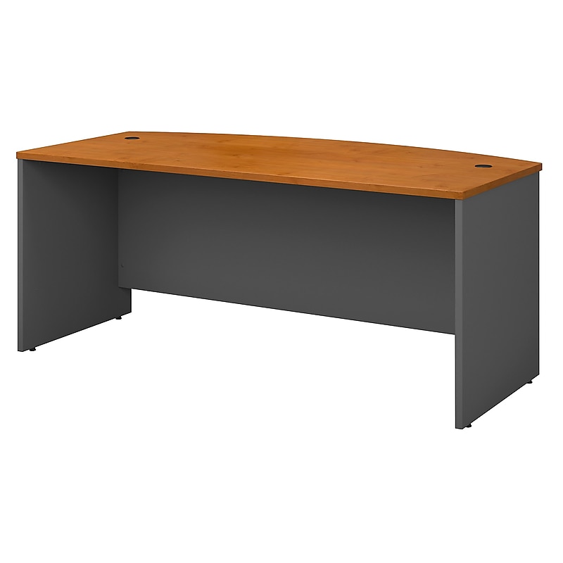 Bush Business Furniture Westfield 72"W Bow Front Desk, Natural Cherry/Graphite Gray (WC72446) image 1
