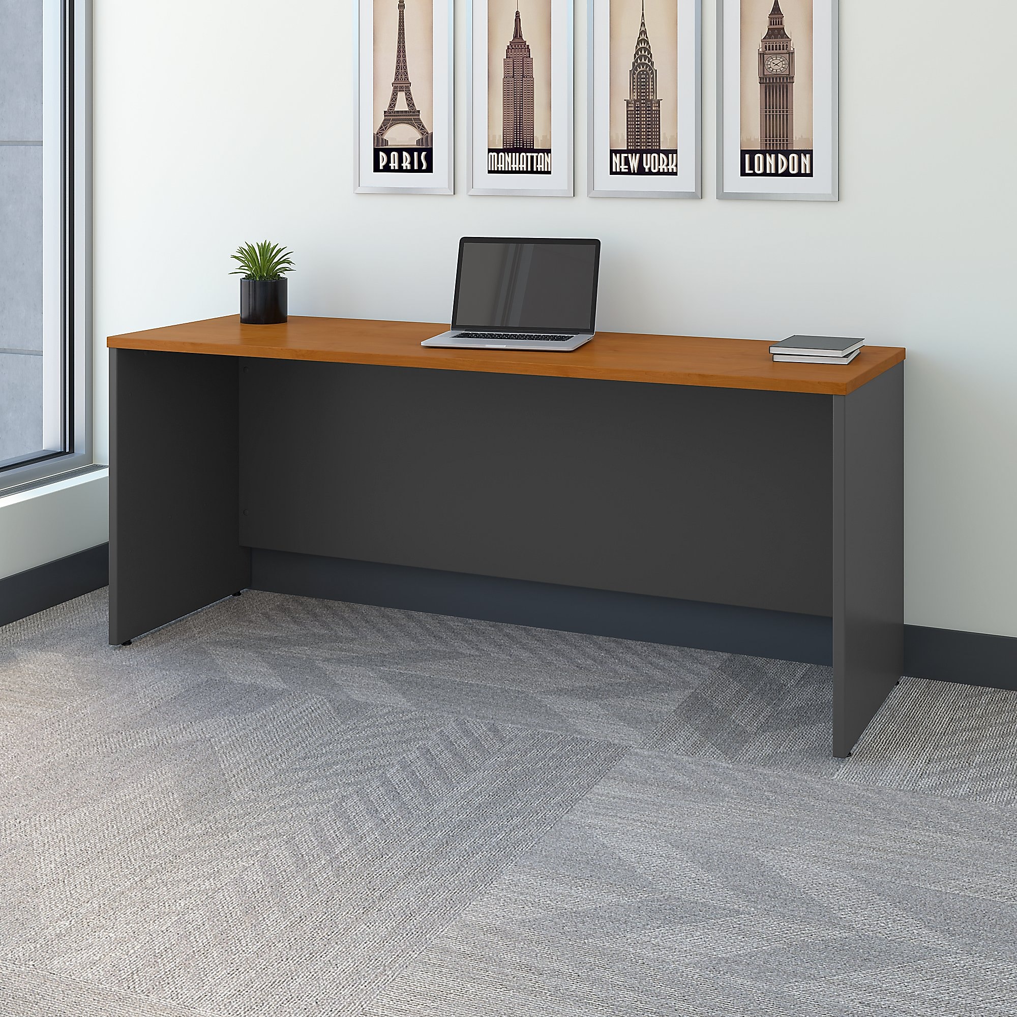 Bush Business Furniture Westfield 72″W Credenza Desk, Natural Cherry/Graphite Gray (WC72426) Sansujyuku sansujyuku.com
