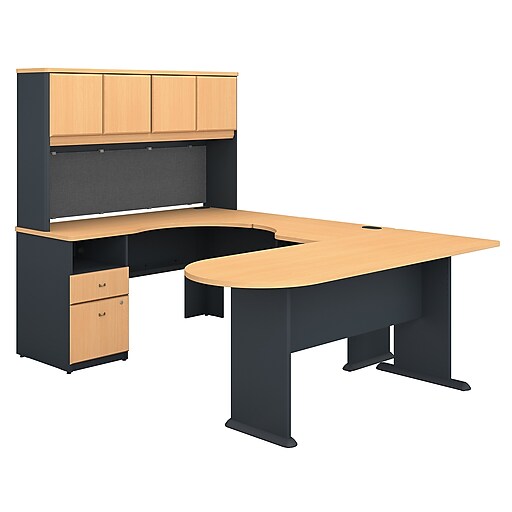 Bush Business Furniture Cubix U Shaped Desk w/ Hutch, Peninsula and