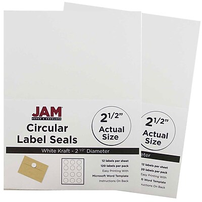 jam paper round circle label sticker seals 25 inch diameter white