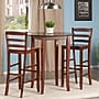 Winsome 38.9" x 33.8" Square Inglewood High/Pub Dining Table with Ladder Back Stools, Antique Walnut, 3 Pieces~#|#~m007065595_sc7