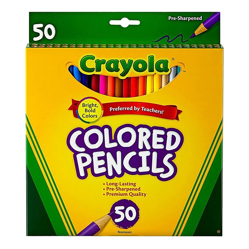 Crayola Colored Pencils, Full Length, Assorted Colors, 50/Box (BIN684050) image 1