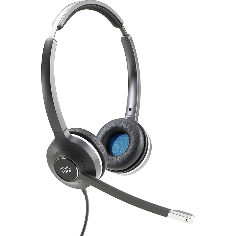 Cisco 532 Wired Dual Stereo Headset, Over-the-Head, Black (CP-HS-W-532-RJ) image 1